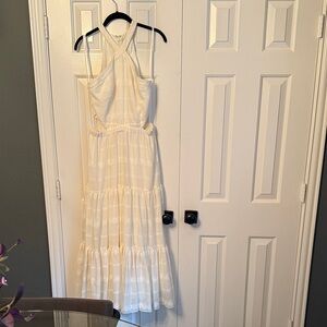 BCBGMaxAzria Cream Halter Maxi Dress